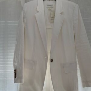 NWT Club Monaco white linen longline blazer